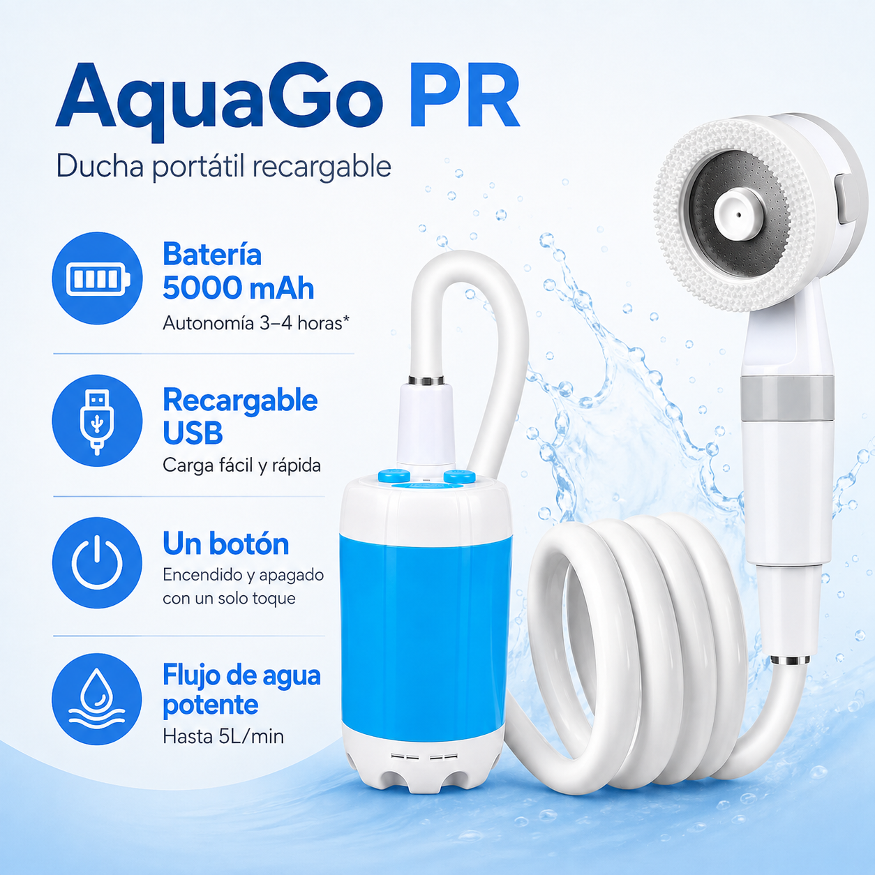 Controles y funcionamiento de la bomba portátil